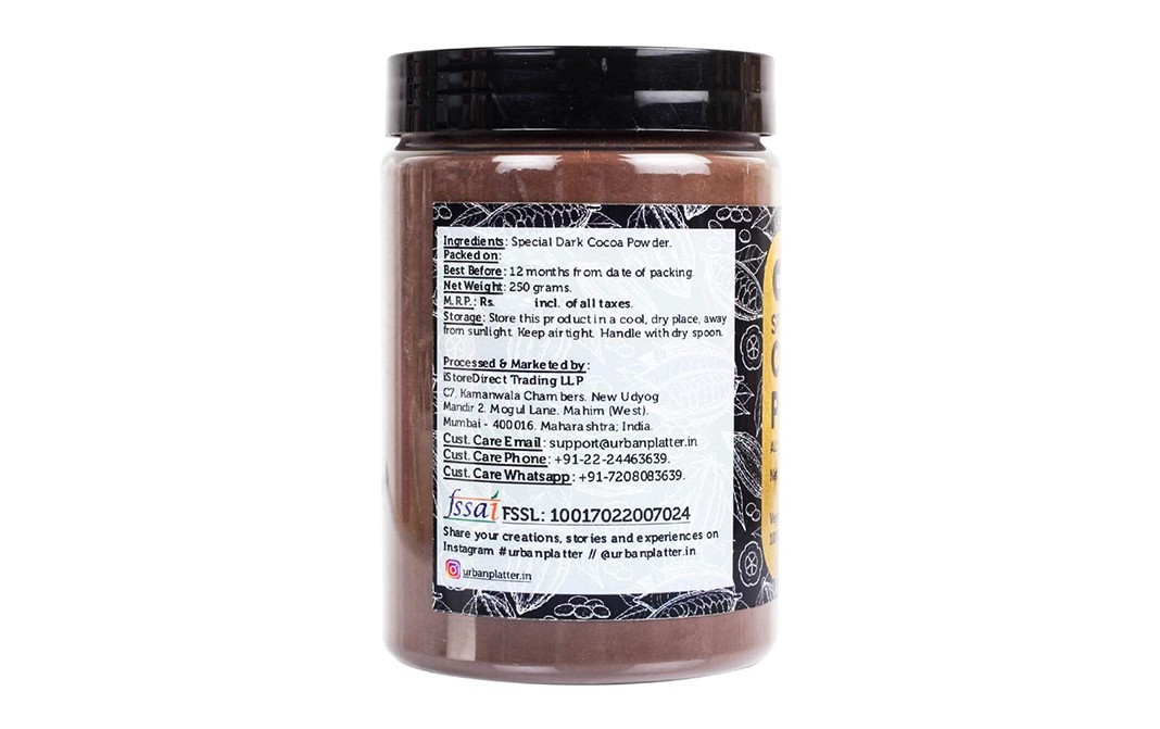 Urban Platter Special-Dark Cocoa Powder    Plastic Jar  250 grams